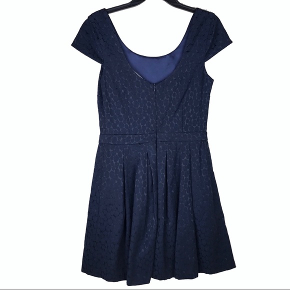 Paper Crown Anthro Dark Blue Rosette Print Dress M - Picture 2 of 8